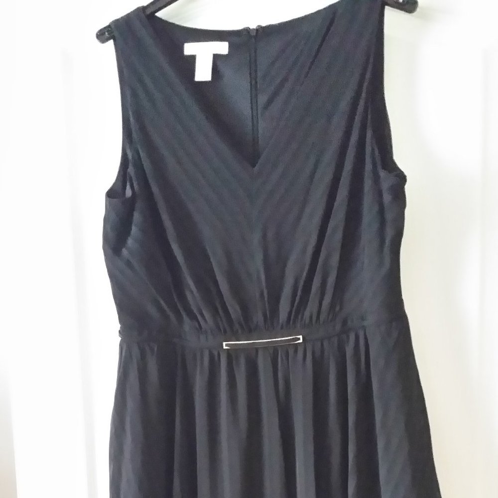 LONDON TIMES Black Flare Fully Lined Back Zipper Dress 12 , New